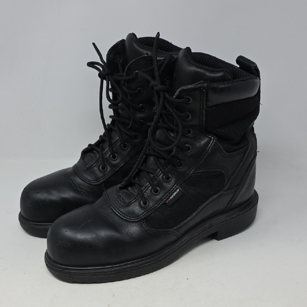 Red Wing Black Leather Ankle Boots with Durable Sole Steel Toe Size 8